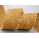 2 m x 55 mm Baumwollband SENF (16) Natur mit Fransen...