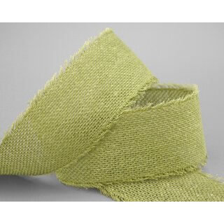 2 m x 55 mm Baumwollband HELLGRN (541) Natur mit Fransen Grn Dekoband Gitterband 100% Baumwolle Kreuzstich Band Schleifenband Deko