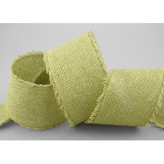 2 m x 55 mm Baumwollband HELLGRN (541) Natur mit Fransen Grn Dekoband Gitterband 100% Baumwolle Kreuzstich Band Schleifenband Deko