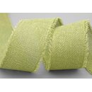 2 m x 55 mm Baumwollband HELLGRN (541) Natur mit Fransen...