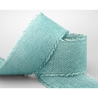 30 m x 55 mm Baumwollband ALTGRN MINT (524) Natur mit Fransen Dekoband Gitterband 100% Baumwolle Kreuzstich Band Schleifenband Deko