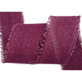 30 m x 55 mm Baumwollband FUCHSIA BEERE (601) Natur mit Fransen Dekoband Gitterband 100% Baumwolle Kreuzstich Band Schleifenband Deko