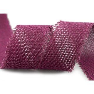30 m x 55 mm Baumwollband FUCHSIA BEERE (601) Natur mit Fransen Dekoband Gitterband 100% Baumwolle Kreuzstich Band Schleifenband Deko