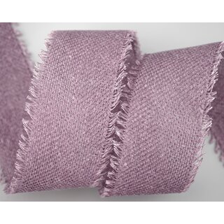 30 m x 55 mm Baumwollband LAVENDEL Flieder (626) Natur mit Fransen Dekoband Gitterband 100% Baumwolle Kreuzstich Band Schleifenband Deko