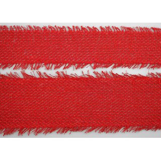 30 m x 55 mm Baumwollband ROT (20) Natur mit Fransen Dekoband Gitterband 100% Baumwolle Kreuzstich Band Schleifenband Deko