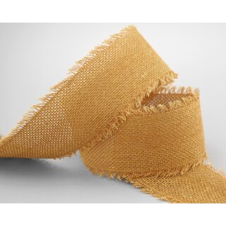 30 m x 55 mm Baumwollband SENF (16) Natur mit Fransen Dekoband Gitterband 100% Baumwolle Kreuzstich Band Schleifenband Deko