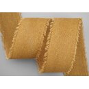 30 m x 55 mm Baumwollband SENF (16) Natur mit Fransen...