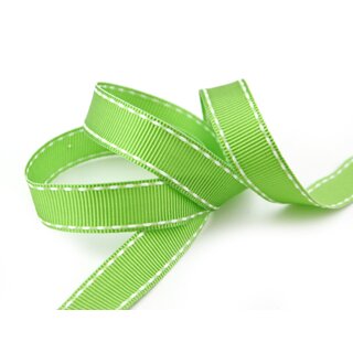 15 m x 15 mm Ripsband STITCHES HELLGRN Dekoband ohne Draht Geschenkband gerippt Schleifenband Reliefband gestickter Rand