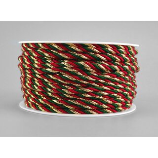 25 m x 3 mm Glitzerkordel zweifarbig ROT GRN GOLD Schnur ohne Draht Lurexkordel Weihnachtskordel Geschenkkordel glnzend zum dekorieren