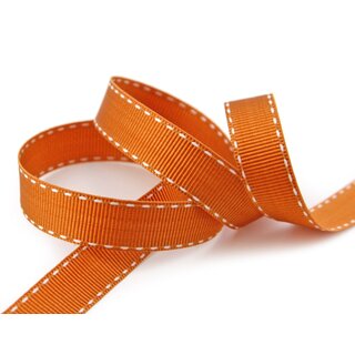 15 m x 15 mm Ripsband STITCHES TERRAKOTTA Dekoband ohne Draht Geschenkband gerippt Schleifenband Reliefband gestickter Rand