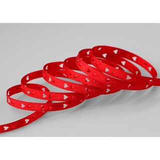 3 m x 6 mm Dekoband Herzen gestanzt ROT Satinband Liebe Muttertag Valentinstag Hochzeit Schleifenband Geschenkband geprgt
