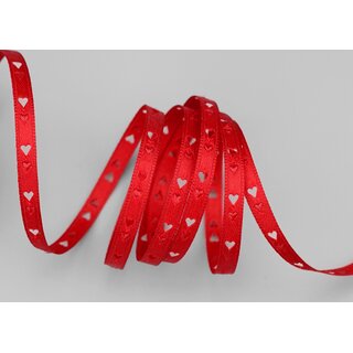 20 m x 6 mm Dekoband Herzen gestanzt ROT Satinband Liebe Muttertag Valentinstag Hochzeit Schleifenband Geschenkband geprgt
