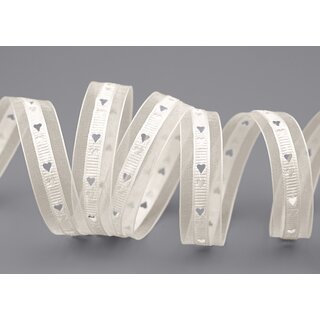 3 m x 15 mm Dekoband HERZEN gestanzt CREME Kombination aus Organza und Satinbnder leicht zusammen verbunden Liebe Muttertag Valentinstag Hochzeit