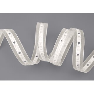 3 m x 15 mm Dekoband HERZEN gestanzt CREME Kombination aus Organza und Satinbnder leicht zusammen verbunden Liebe Muttertag Valentinstag Hochzeit