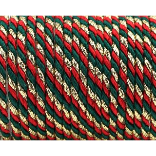 3 m x 3 mm Glitzerkordel zweifarbig ROT GRN GOLD Schnur ohne Draht Lurexkordel Weihnachtskordel Geschenkkordel glnzend zum dekorieren