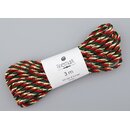 3 m x 3 mm Glitzerkordel zweifarbig ROT GRN GOLD Schnur...