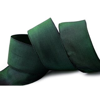 25 m x 40 mm Drahtkantenband LEO TANNENGRN Dunkelgrn Grn (035) Dekoband mit Drahtkanten einfarbig Geschenkband Stoffband Schleifenband Visco Draht