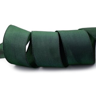 25 m x 40 mm Drahtkantenband LEO TANNENGRN Dunkelgrn Grn (035) Dekoband mit Drahtkanten einfarbig Geschenkband Stoffband Schleifenband Visco Draht