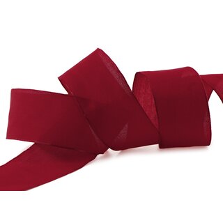 3 m x 40 mm SEIDENBAND LINA 018 Bordeaux mit Drahtkanten Stoffband Dekoband Drahtkantenband Geschenkband Tischdeko