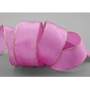 3 m x 40 mm Dekoband FAIRY TALE PINK GOLD Drahtkantenband...