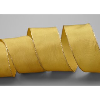 3 m x 40 mm Dekoband FAIRY TALE BEIGE GOLD Drahtkantenband mit Lurex Metallgarn Geschenkband Weihnachten Stoffband Metallic glnzend