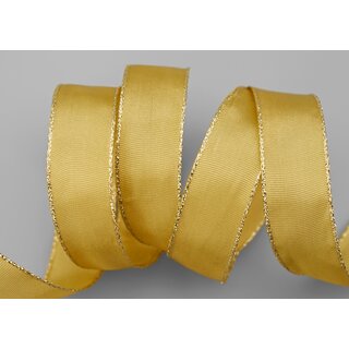 25 m x 25 mm Dekoband FAIRY TALE BEIGE GOLD Drahtkantenband mit Lurex Grau Metallgarn Geschenkband Weihnachten Stoffband Metallic glnzend