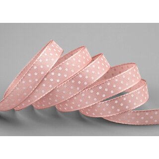 3 m x 10 mm Taftband einsetig bedruckt mit Punkten ALTROSA Rosa formstabil ohne Draht Dekoband Schleifenband Ostern Frhjahr Kinder gepunktet