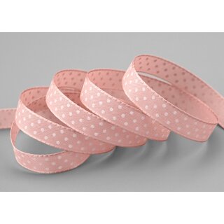 3 m x 10 mm Taftband einsetig bedruckt mit Punkten ALTROSA Rosa formstabil ohne Draht Dekoband Schleifenband Ostern Frhjahr Kinder gepunktet