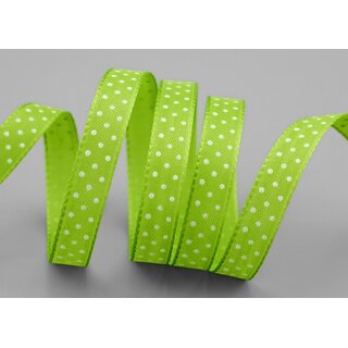 3 m x 10 mm Taftband einsetig bedruckt mit Punkten APFELGRN Grn formstabil ohne Draht Dekoband Schleifenband Ostern Frhjahr Kinder gepunktet
