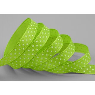 3 m x 10 mm Taftband einsetig bedruckt mit Punkten APFELGRN Grn formstabil ohne Draht Dekoband Schleifenband Ostern Frhjahr Kinder gepunktet