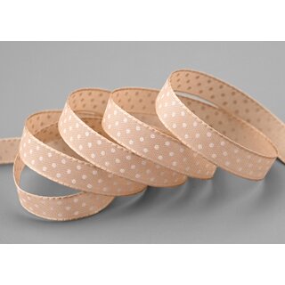 3 m x 10 mm Taftband einsetig bedruckt mit Punkten BEIGE Sand formstabil ohne Draht Dekoband Schleifenband Ostern Frhjahr Kinder gepunktet