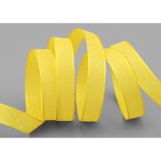 3 m x 10 mm Taftband einsetig bedruckt mit Punkten GELB formstabil ohne Draht Dekoband Schleifenband Ostern Frhjahr Kinder gepunktet