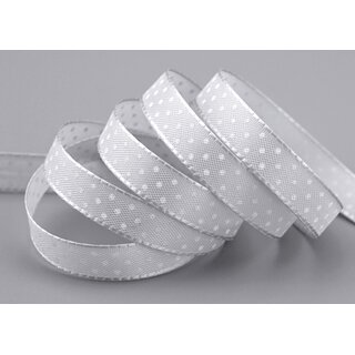3 m x 10 mm Taftband einsetig bedruckt mit Punkten GRAU Hellgrau formstabil ohne Draht Dekoband Schleifenband Ostern Frhjahr Kinder gepunktet