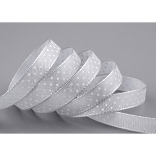 3 m x 10 mm Taftband einsetig bedruckt mit Punkten GRAU Hellgrau formstabil ohne Draht Dekoband Schleifenband Ostern Frhjahr Kinder gepunktet