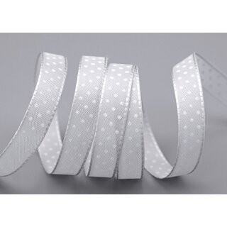 3 m x 10 mm Taftband einsetig bedruckt mit Punkten GRAU Hellgrau formstabil ohne Draht Dekoband Schleifenband Ostern Frhjahr Kinder gepunktet