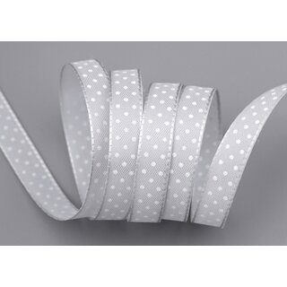 3 m x 10 mm Taftband einsetig bedruckt mit Punkten GRAU Hellgrau formstabil ohne Draht Dekoband Schleifenband Ostern Frhjahr Kinder gepunktet