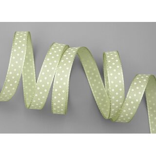 3 m x 10 mm Taftband einsetig bedruckt mit Punkten LINDGRN Altgrn Grn formstabil ohne Draht Dekoband Schleifenband Ostern Frhjahr Kinder gepunktet