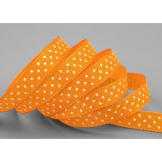 3 m x 10 mm Taftband einsetig bedruckt mit Punkten ORANGE formstabil ohne Draht Dekoband Schleifenband Ostern Frhjahr Kinder gepunktet