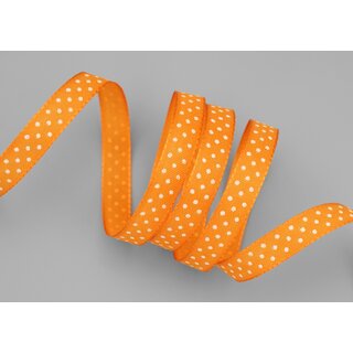 3 m x 10 mm Taftband einsetig bedruckt mit Punkten ORANGE formstabil ohne Draht Dekoband Schleifenband Ostern Frhjahr Kinder gepunktet