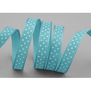 3 m x 10 mm Taftband einsetig bedruckt mit Punkten TRKIS Blau formstabil ohne Draht Dekoband Schleifenband Ostern Frhjahr Kinder gepunktet