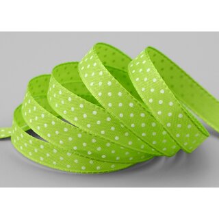 25 m x 10 mm Taftband einsetig bedruckt mit Punkten APFELGRN Grn formstabil ohne Draht Dekoband Schleifenband Ostern Frhjahr Kinder gepunktet