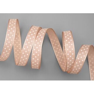 25 m x 10 mm Taftband einsetig bedruckt mit Punkten BEIGE Sand formstabil ohne Draht Dekoband Schleifenband Ostern Frhjahr Kinder gepunktet
