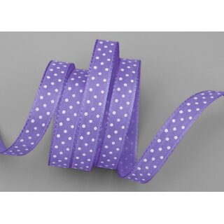 25 m x 10 mm Taftband einsetig bedruckt mit Punkten FLIEDER Lavendel formstabil ohne Draht Dekoband Schleifenband Ostern Frhjahr Kinder gepunktet