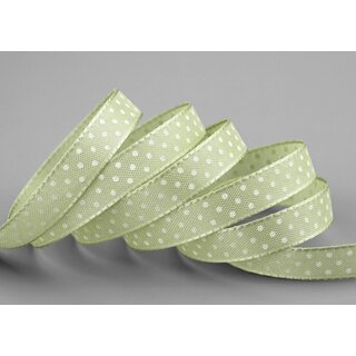 25 m x 10 mm Taftband einsetig bedruckt mit Punkten LINDGRN Altgrn Grn formstabil ohne Draht Dekoband Schleifenband Ostern Frhjahr Kinder gepunktet