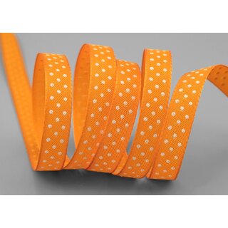 25 m x 10 mm Taftband einsetig bedruckt mit Punkten ORANGE formstabil ohne Draht Dekoband Schleifenband Ostern Frhjahr Kinder gepunktet