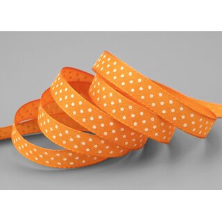 25 m x 10 mm Taftband einsetig bedruckt mit Punkten ORANGE formstabil ohne Draht Dekoband Schleifenband Ostern Frhjahr Kinder gepunktet