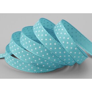 25 m x 10 mm Taftband einsetig bedruckt mit Punkten TRKIS Blau formstabil ohne Draht Dekoband Schleifenband Ostern Frhjahr Kinder gepunktet