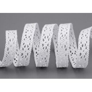1 m x 15 mm Spitzenband LUGANO WEISS Spitze METERWARE Hkelband 100% Baumwolle Natur Dekoband gehkelt Spitzenborte abbaubar