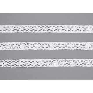 1 m x 15 mm Spitzenband LUGANO WEISS Spitze METERWARE Hkelband 100% Baumwolle Natur Dekoband gehkelt Spitzenborte abbaubar
