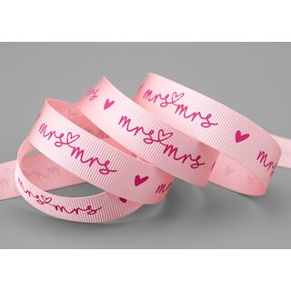 3 m x 15 mm Dekoband MRS & MRS Rosa Pink Geschenkband Frauen Hochzeit Wedding Ripsband fr Schleifenband ohne Draht Liebe